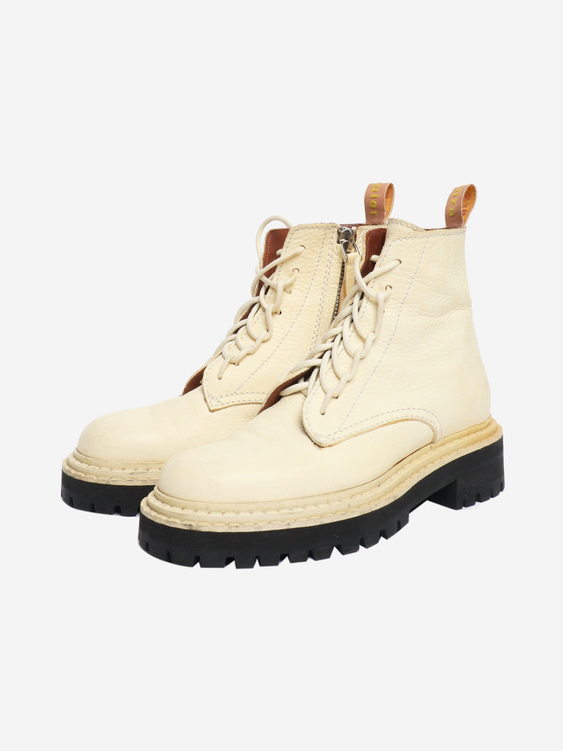 Cream lug sole combat boots - size EU 37 (UK 4) Boots Proenza Schouler 
