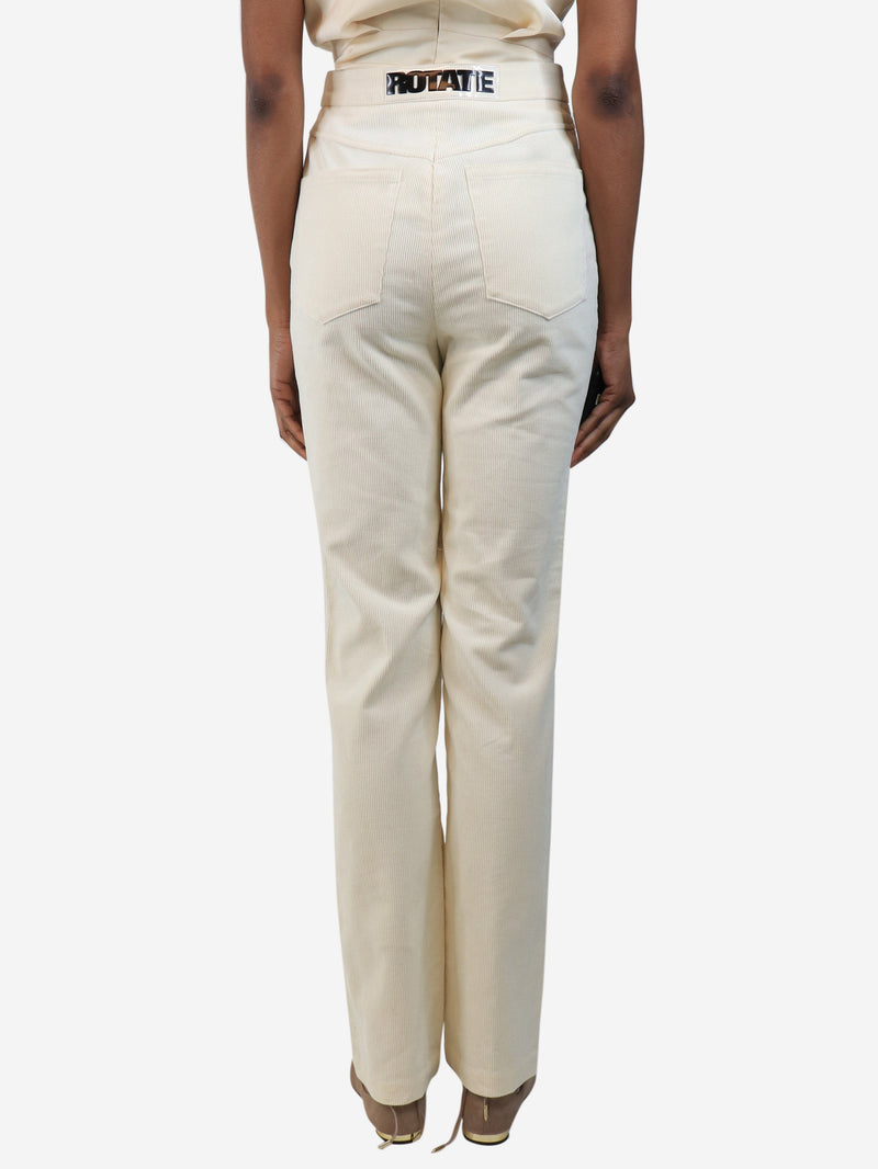 Cream straight-leg corduroy trousers - size UK 6 Trousers Rotate 