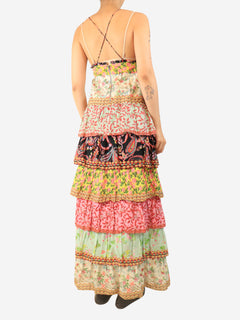 Multicolour floral-print tiered sundress - size S