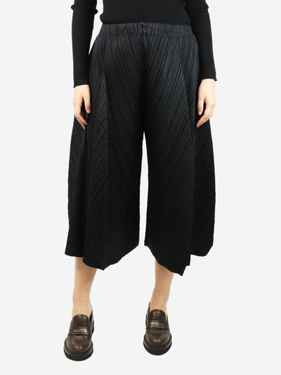 Black wide-leg pleated trousers - size UK 10 Trousers Pleats Please 