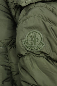 Moncler Khaki green long puffer coat - size UK 14