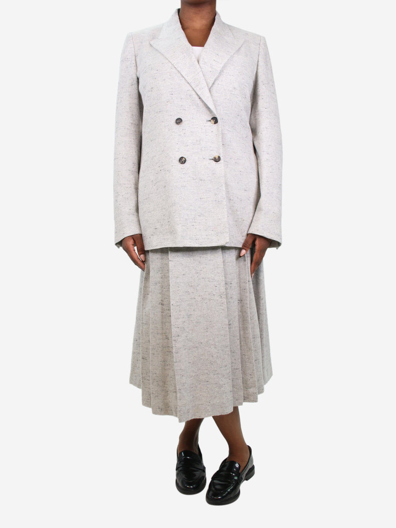 Light grey cashmere double breasted blazer UK 12 14