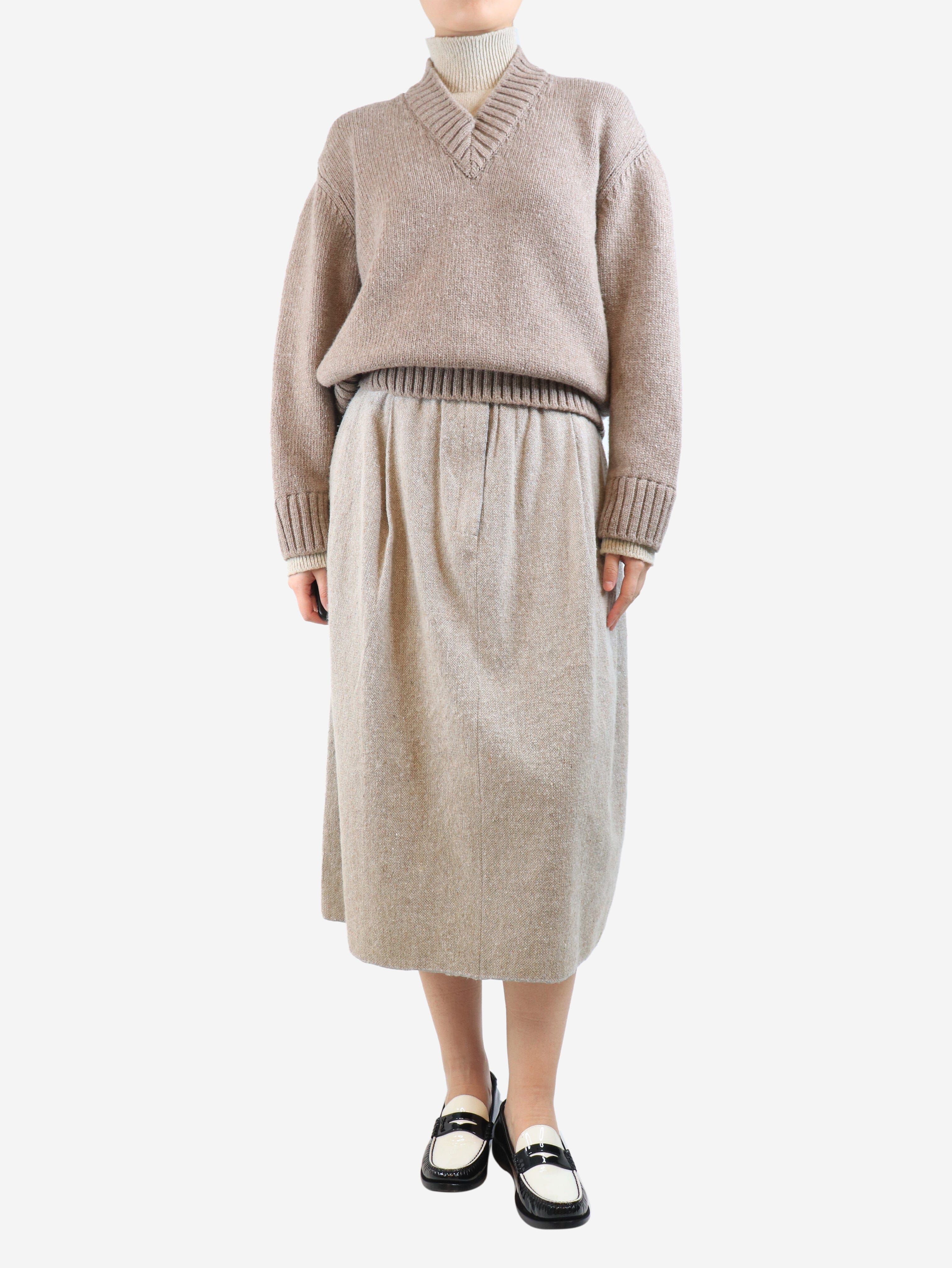 Neutral flax-blend midi skirt - size S Skirts Boboutic 