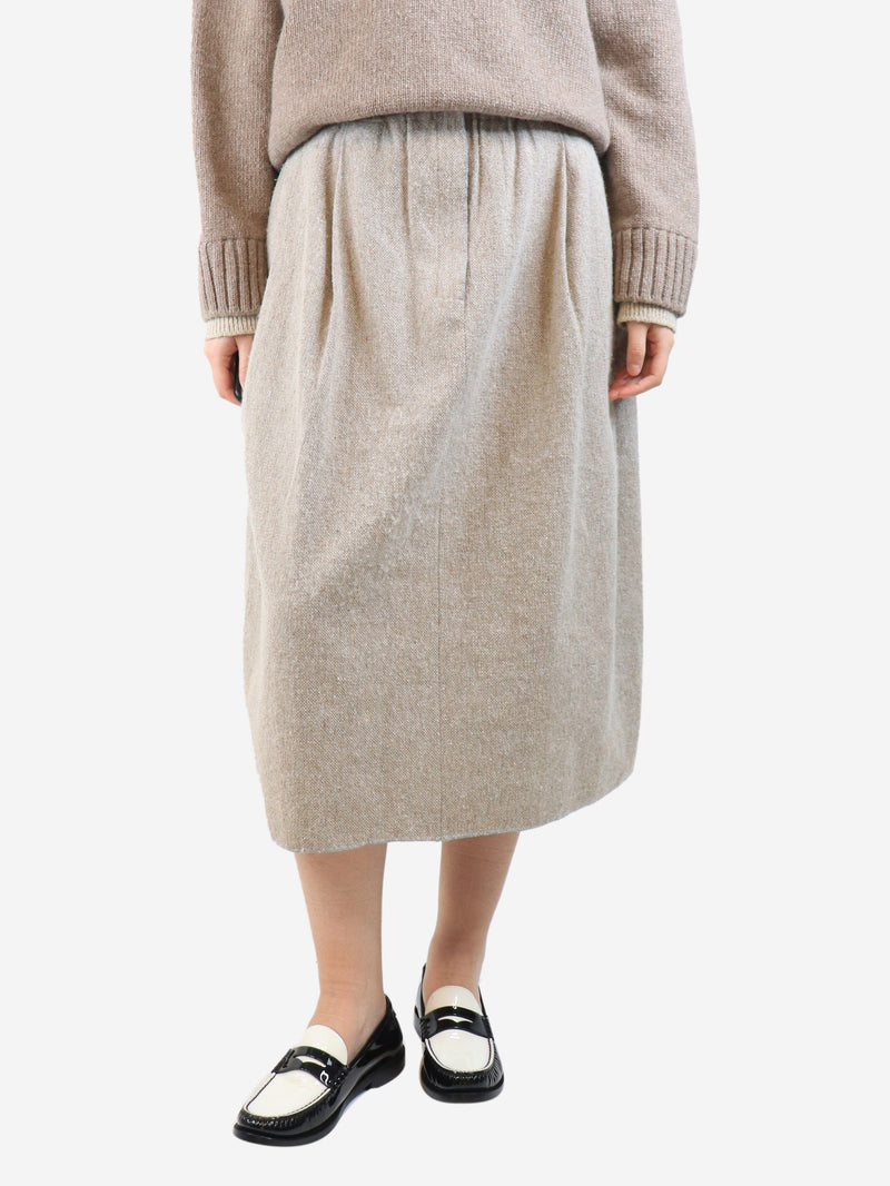Neutral flax-blend midi skirt - size S Skirts Boboutic 