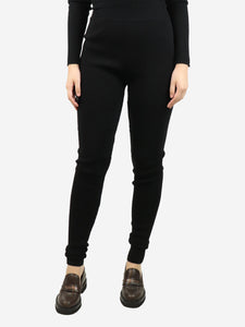 Givenchy Black high-rise ribbed fold-over leggings - size UK 10