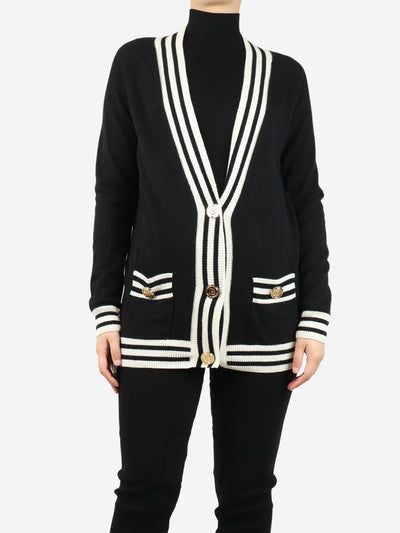 Black wool and cashmere cardigan - size UK 8 Knitwear Balmain 