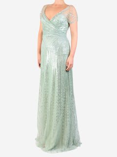 Light green sequin maxi dress - size UK 10 Dresses Jenny Packham 