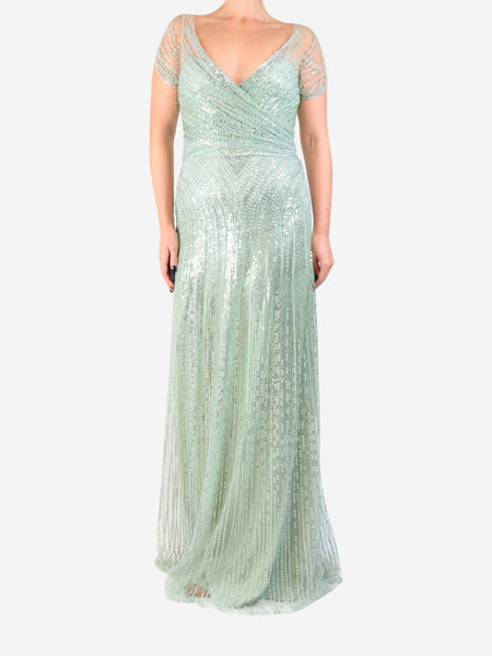 Light green sequin maxi dress - size UK 10 product image