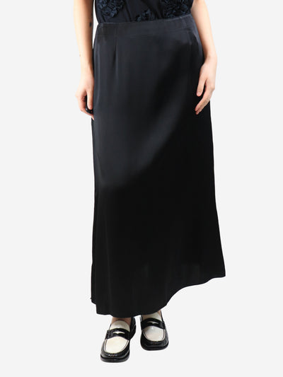 Black satin crepe midi skirt - size UK 12 Skirts Saint Laurent 