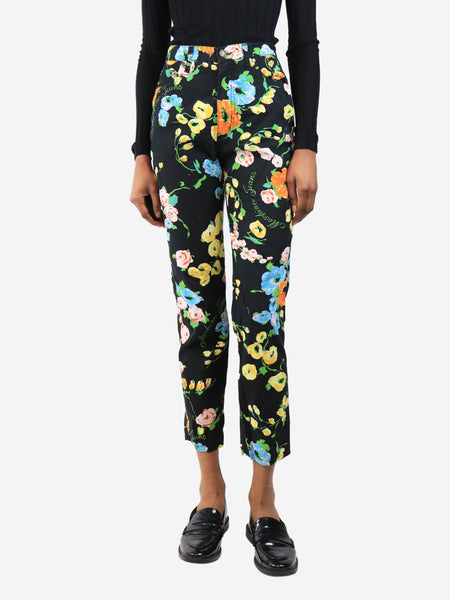 Black vintage floral printed trousers - size UK 8 product image