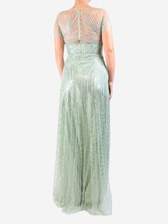Light green sequin maxi dress - size UK 10 Dresses Jenny Packham 