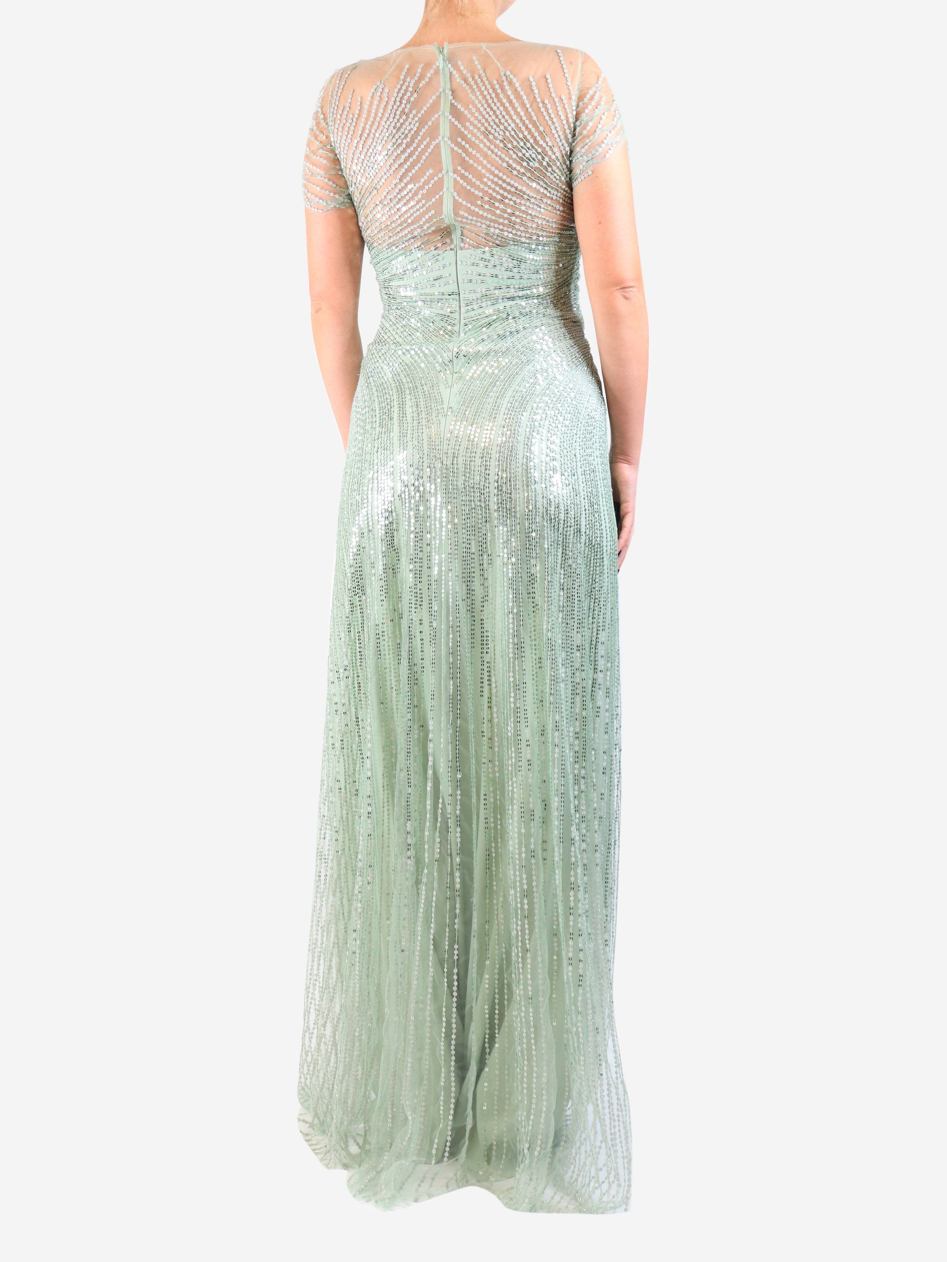 Light green sequin maxi dress - size UK 10 Dresses Jenny Packham 