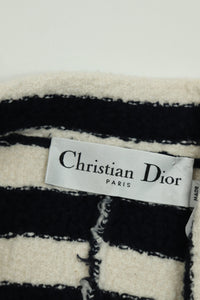 Christian Dior Blue and cream striped double-breasted jacket - size UK 8