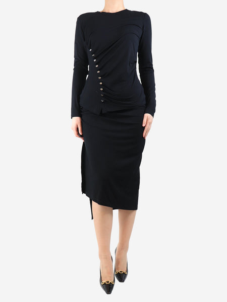 Black ruched top and skirt set - size UK 10 product image