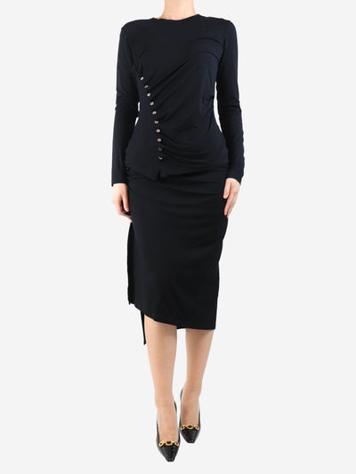 Black ruched jersey dress - size UK 14 Dresses Paco Rabanne 
