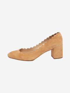 Beige Lauren suede scalloped-edge pumps - size EU 40.5 Heels Chloe 