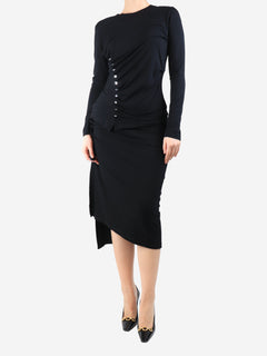 Black ruched jersey dress - size UK 14 Dresses Paco Rabanne 