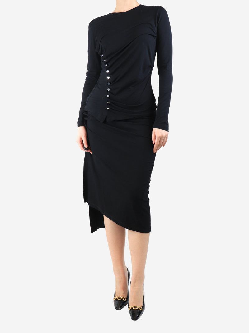 Black ruched jersey dress - size UK 14 Dresses Paco Rabanne 