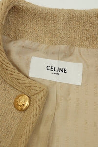 Celine Beige cropped tweed jacket - size UK 8