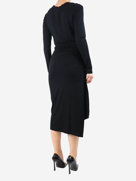 Black ruched jersey dress - size UK 14 alternate image