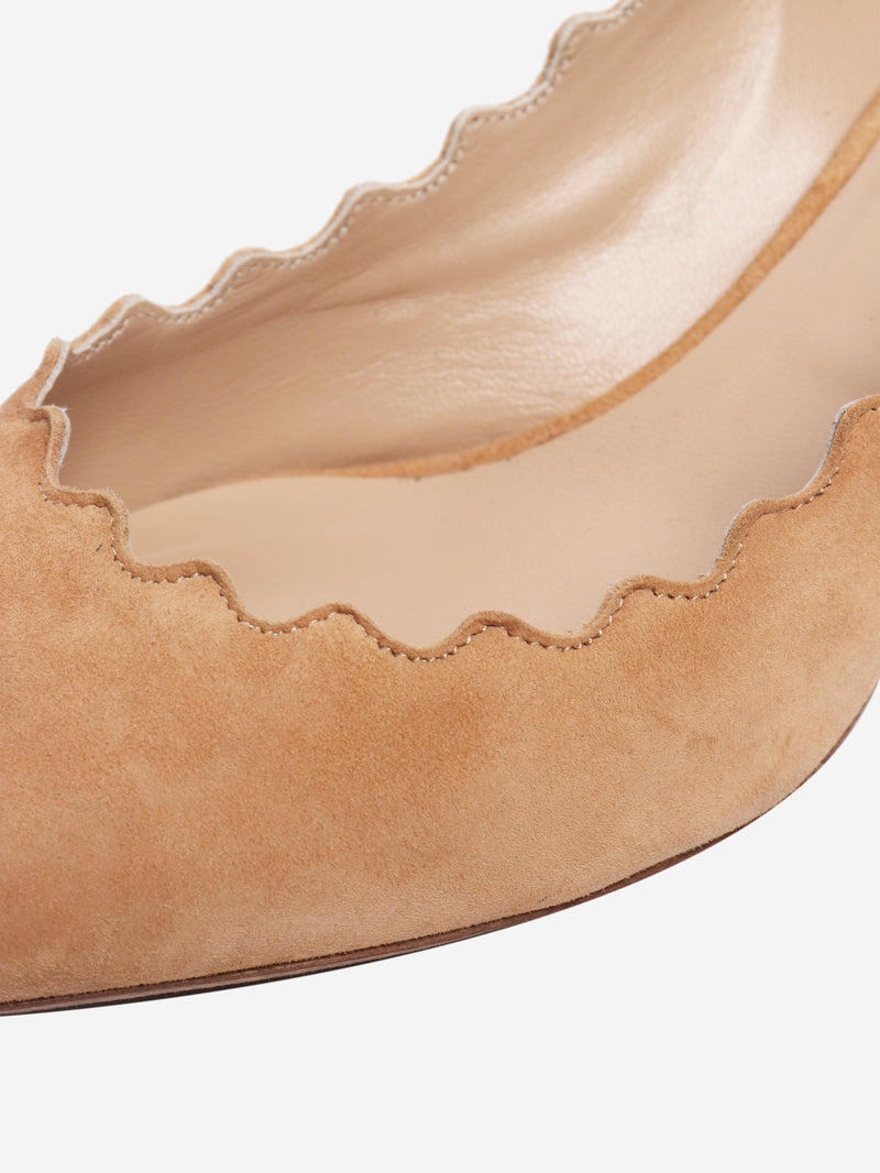 Beige Lauren suede scalloped-edge pumps - size EU 40.5 Heels Chloe 