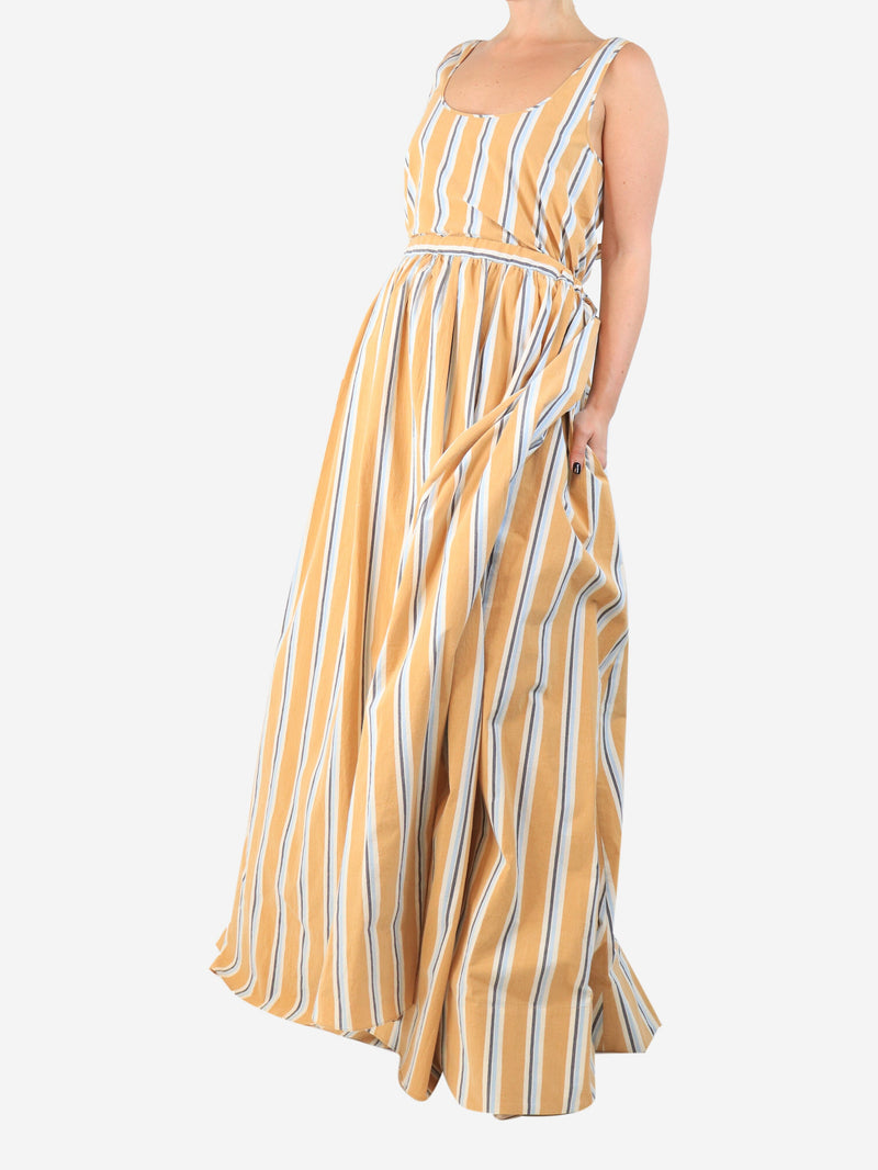 Orange Oriana striped-cotton maxi dress - size UK 12 Dresses Brock Collection 