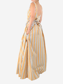 Orange Oriana striped-cotton maxi dress - size UK 12 Dresses Brock Collection 
