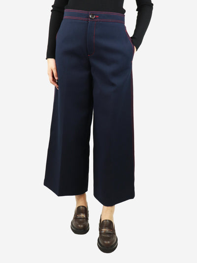 Navy Blue contrast stitched wide-leg trousers - size UK 10 Trousers Joseph 