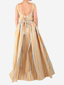Brock Collection Orange Oriana striped-cotton maxi dress - size UK 12