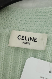 Celine Mint green mohair-blend ribbed cardigan - size S