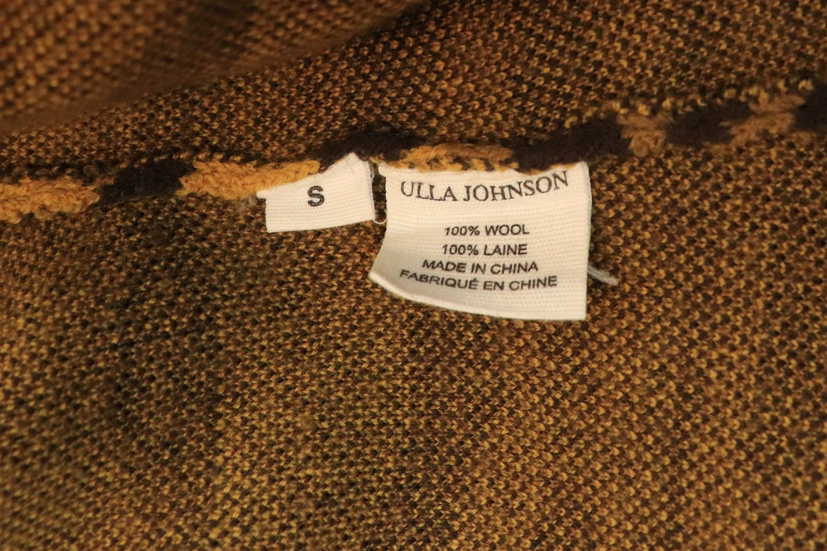 Brown animal jacquard puff-sleeve knit jumper - size S Knitwear Ulla Johnson 