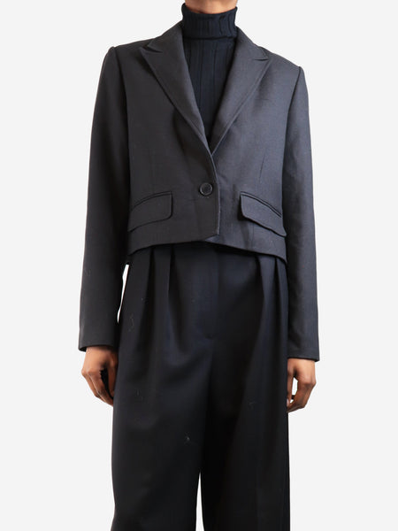 Dark smoke cropped wool blazer - size UK 6 product image