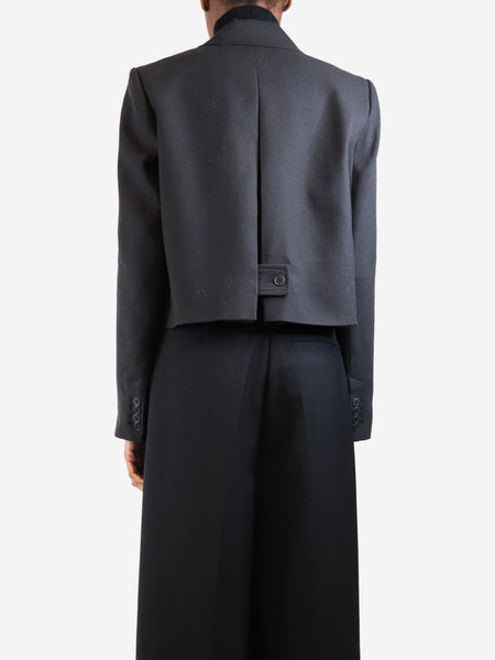 Dark smoke cropped wool blazer - size UK 6 alternate image