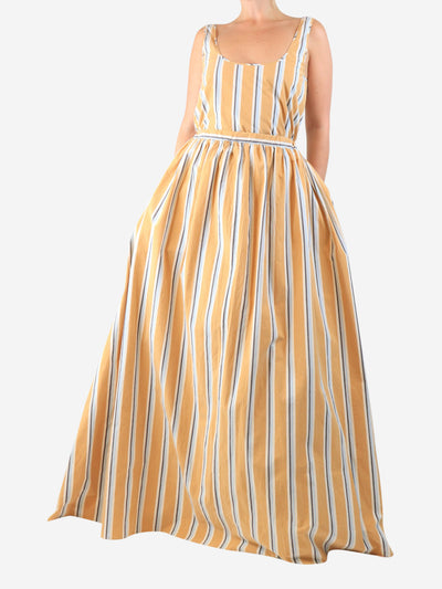 Orange Oriana striped-cotton maxi dress - size UK 12 Dresses Brock Collection 
