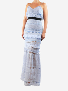 Baby blue lace embroidered midi dress - size UK 10 Dresses Self Portrait 