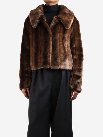 Brown cropped faux fur jacket - size UK 8 Coats & Jackets Marei 