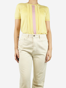 Prada Yellow short-sleeved knit top - size UK 8