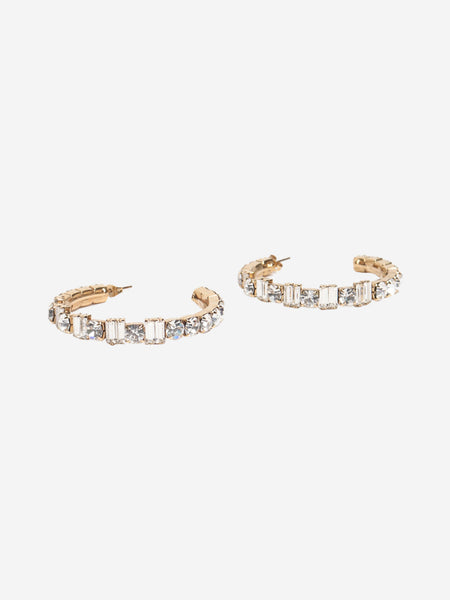 Gold embellished hoop earrings alternate image