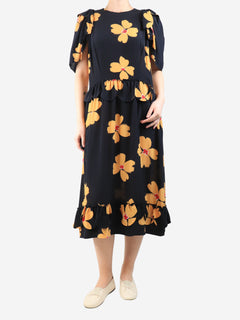 Black silk floral dress - size UK 14 Dresses Simone Rocha 