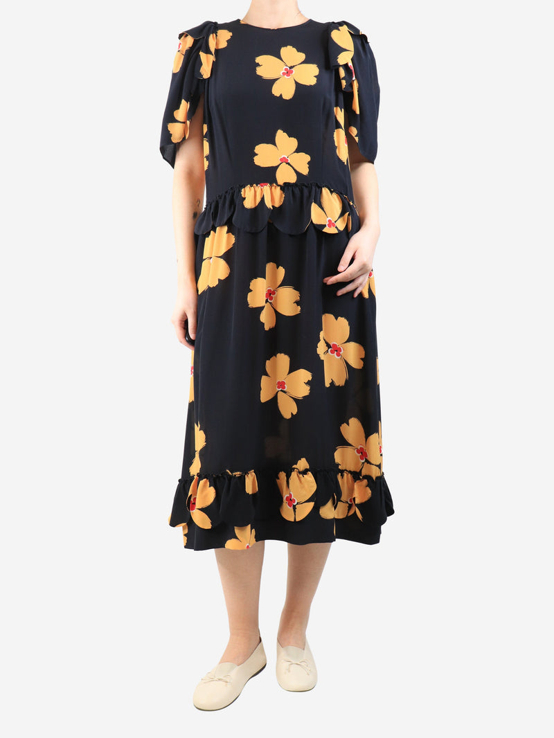 Black silk floral dress - size UK 14 Dresses Simone Rocha 