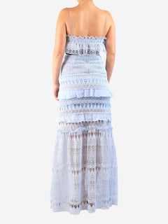 Baby blue lace embroidered midi dress - size UK 10 Dresses Self Portrait 