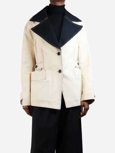 Cream contrast-stitched jacket - size UK 6 Coats & Jackets Dagmar 