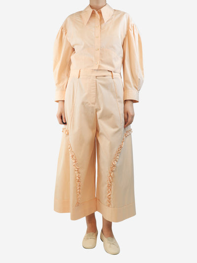 Peach pointy-collar shirt and frill trouser set - size UK 10 Sets Simone Rocha 