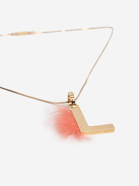 Fendi Gold fur letter 'J' pendant necklace alternate image