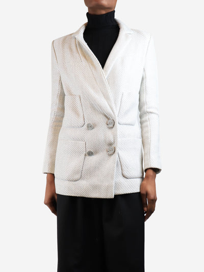 Spring 2014 Grey tweed double breasted blazer - size UK 6 Coats & Jackets Chanel 