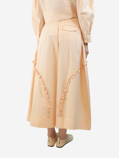 Peach sculpted wide-leg trousers - size UK 12