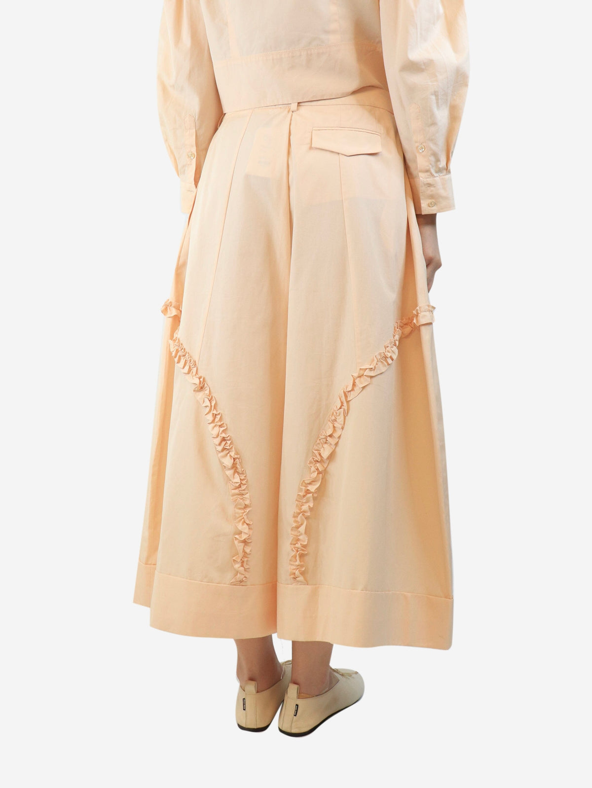 Peach sculpted wide-leg trousers - size UK 12