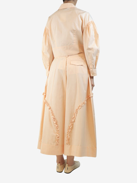Peach pointy-collar shirt and frill trouser set - size UK 10 alternate image