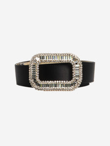 Roger Vivier Black satin bejewelled-buckle belt