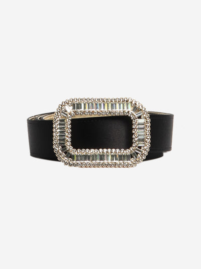 Black satin bejewelled-buckle belt Belts Roger Vivier 